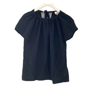 KATE SPADE Blouse, Sz 2, Black Bow Tie, Silk Excellent Condition